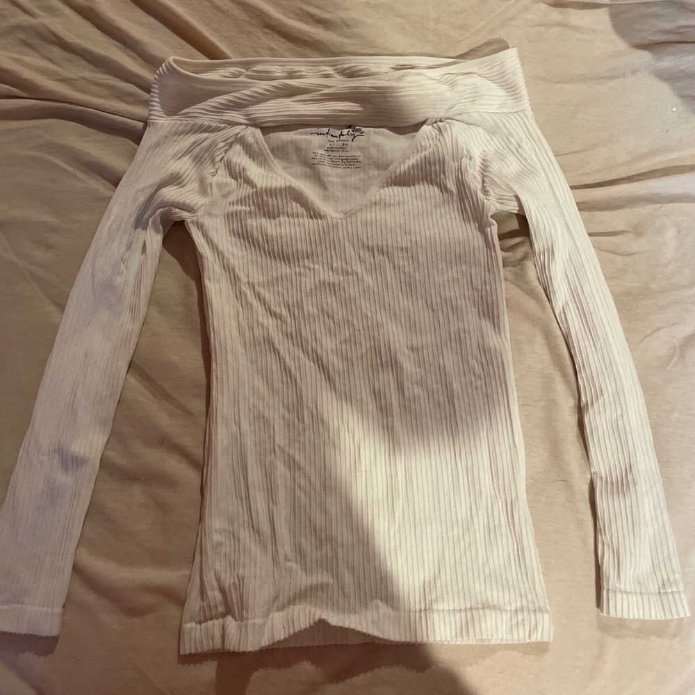 Free People fitted off shoulder long sleeve top